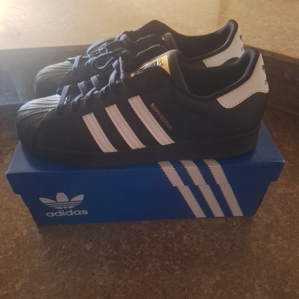 Adidas Superstar Men's Black Sneakers with White Stripes